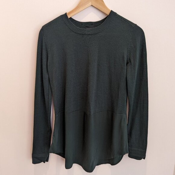 Universal Standard Dalia mixed media button back sweater in green 4XS - Picture 1 of 4